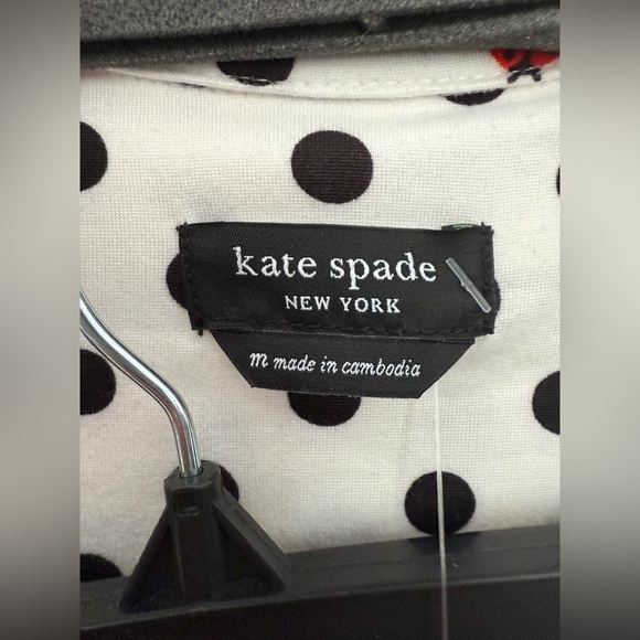 Kate Spade White Pajama Set W/Black Polka Dots & Ladybugs. Short Sleeve, NWT - Picture 6 of 9